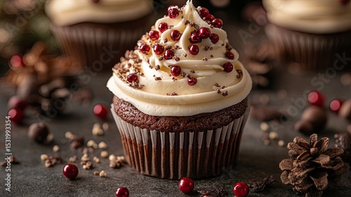 Delicious vanilla cupcake with creamy frosting, ideal for celebrations and sweet treats. 