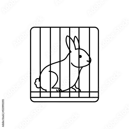  Domestic Rabbit in Small Barred Box