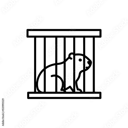 Groundhog confined in small barred space