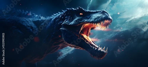 Galaxy Version of T Rex dragon world, ai generative
