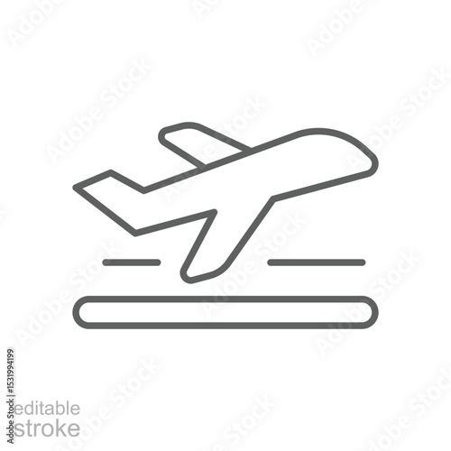 Airplane Taking Off Icon Outline Thin Line Editable Stroke Vector