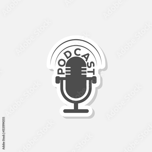 Podcast radio icon sticker isolated on gray background