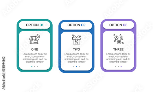 3 Elements Infographic to success. Presentation, Report, Banner, Marketing, Strategy and Plan. Vector illustration.