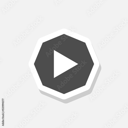 Play button icon sticker isolated on gray background