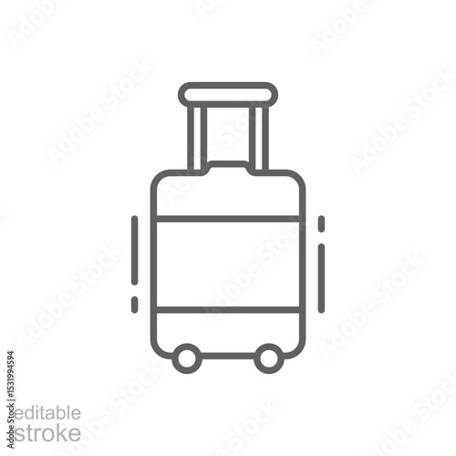 Carry On Luggage Icon Thin Line Editable Stroke Outline Style for Airport Travel or Packing Design