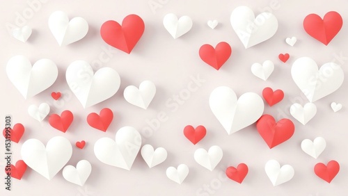 Pink background with scattered red and white hearts