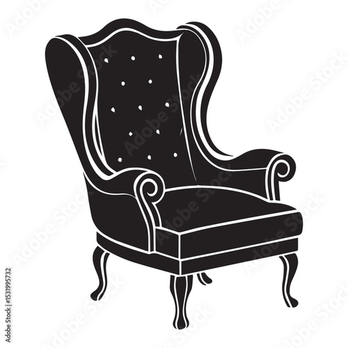 black leather armchair icon silhouette vector illustration 