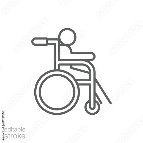 Outline Wheelchair Icon Accessibility Disability Support Symbol Editable Stroke Vector