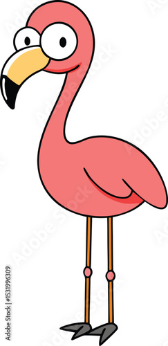 Cute cartoon flamingo illustration for children s book or design
