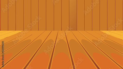 Abstract vector illustration depicting a wooden floor and wall with transparency