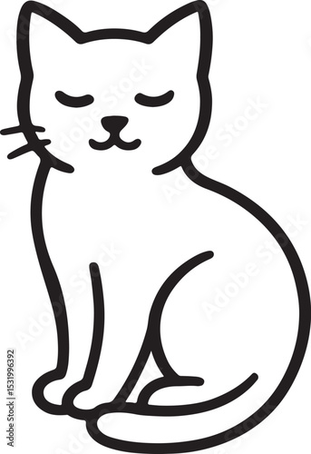 Vector cartoon illustration of a cute black cat