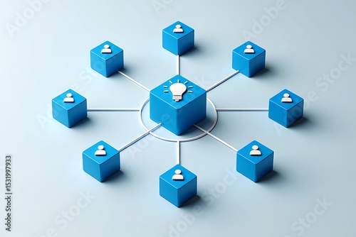 Blue network cubes illuminate a central idea