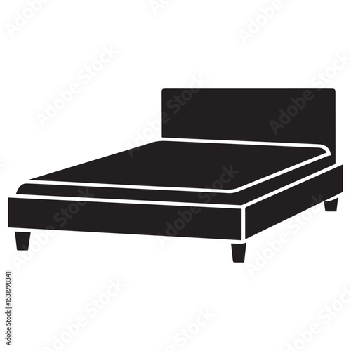 bed in black and white icon silhouette vector illustration 