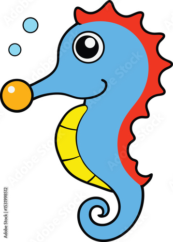 Cute cartoon seahorse illustration for children s book or educational material
