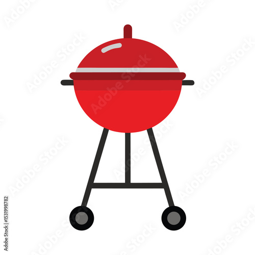 Simple red bbq grill illustration for summer cookouts and outdoor parties