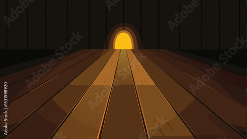 Abstract wooden floor with warm light and architectural elements illustration