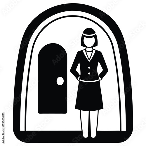 flight attendant element isolated cockpit door on white background