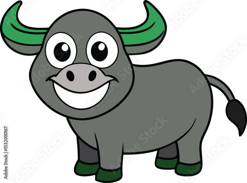 Happy cartoon water buffalo illustration for children s book