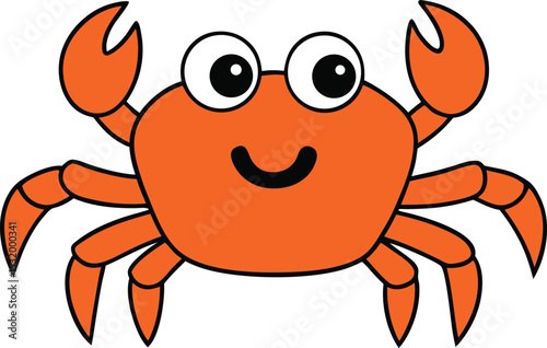 Cute cartoon crab illustration happy orange crustacean character