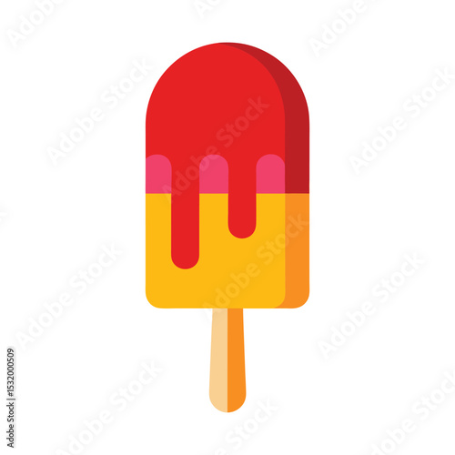 Colorful summer treat vector illustration popsicle with red and yellow layers
