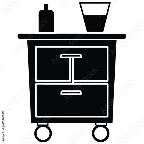 flight attendant element isolated drink cart drawe on white background
