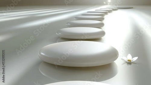 White Stepping Stone with Flower