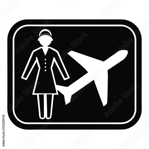 flight attendant element isolated exit sign on white background