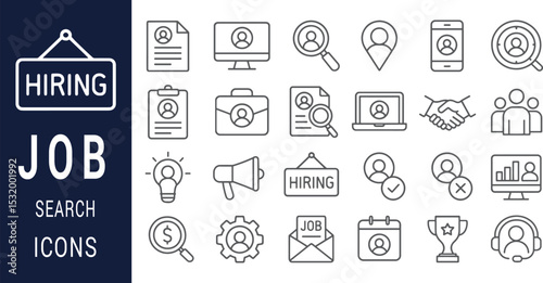 Job Search Icons 30+ Line Icons for Hiring, Recruitment, and Employment