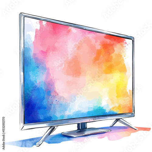 Smart TVs, watercolor illustration vector, isolated on a white background.