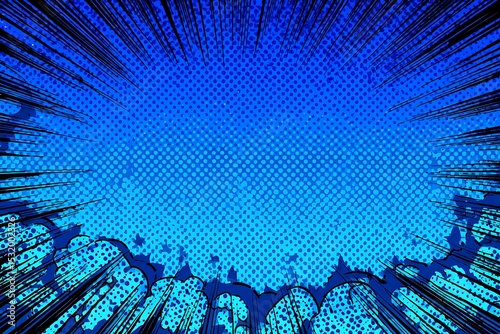 Retro Blue Comic Background with Pop Art Style