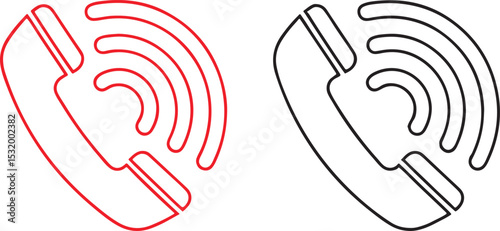 Phone Receiver Icon Flat Vector Contact Call Signal Hotline Editable Communication UI