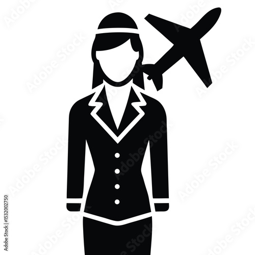 flight attendant element isolated inflight safety  on white background