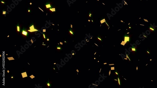 Falling glowing golden confetti video on transparent background with alpha channel