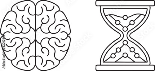 Brain Hourglass Icon Flat Vector Memory Loss Alzheimer Time Health Awareness Design