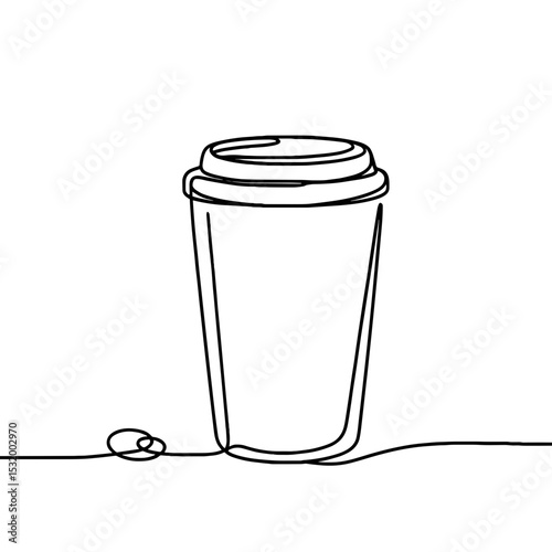 Coffee to-go cup in line drawing symbolizing energy and daily routine