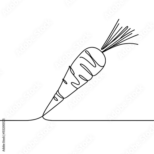 Carrot with greens in line art symbolizing healthy eating and vegetables