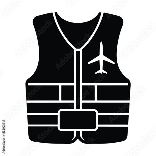 flight attendant element isolated life vest on white background
