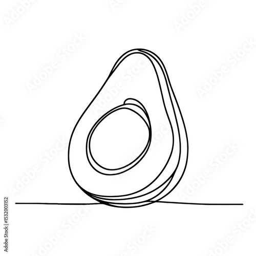 Avocado half in line art symbolizing healthy fats and clean eating