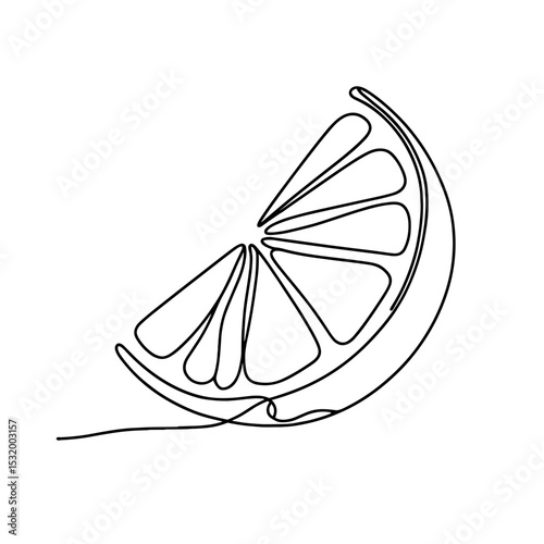 Lemon wedge in line art symbolizing citrus freshness and zest