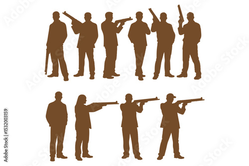 pistol shooting sport silhouette collection set. air pistol, handgun, shoot