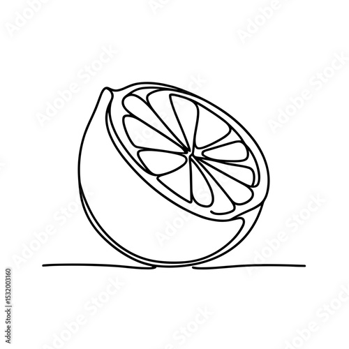 Citrus fruit half in line style symbolizing vitamin-rich freshness