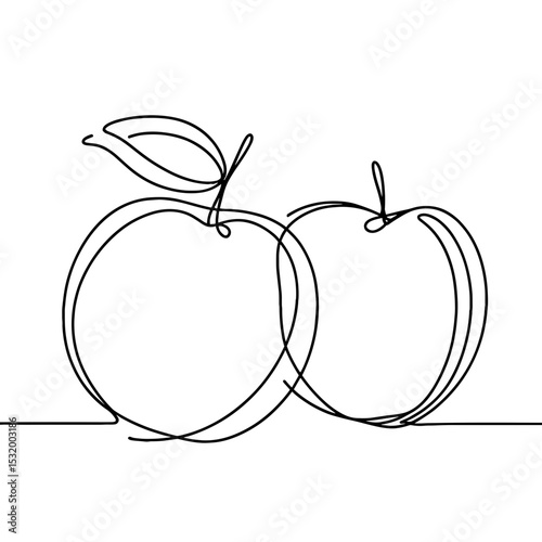 Pair of apples in line drawing symbolizing health and natural food