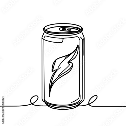 Energy drink can in line art symbolizing refreshment and power
