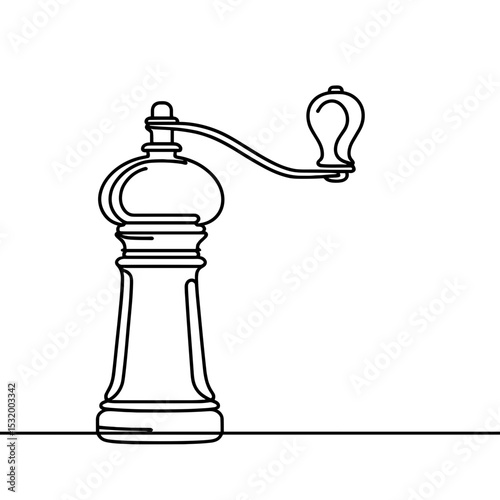 Pepper grinder in line art representing kitchen utensil and flavor