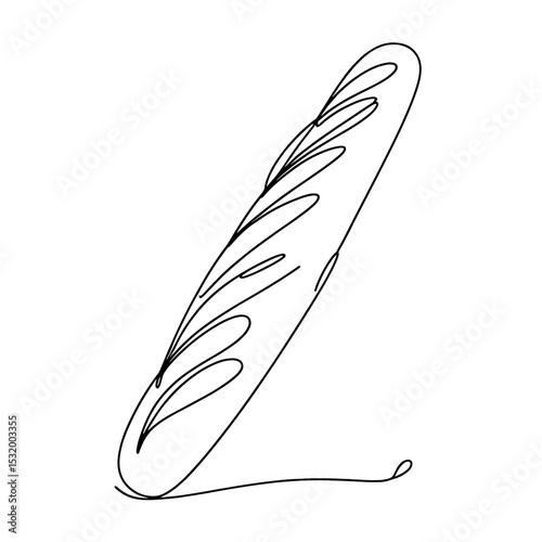 Baguette bread in one line drawing style