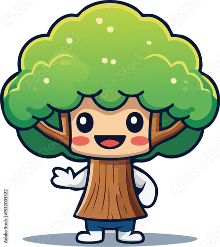 Cute Smiling Tree Character Mascot