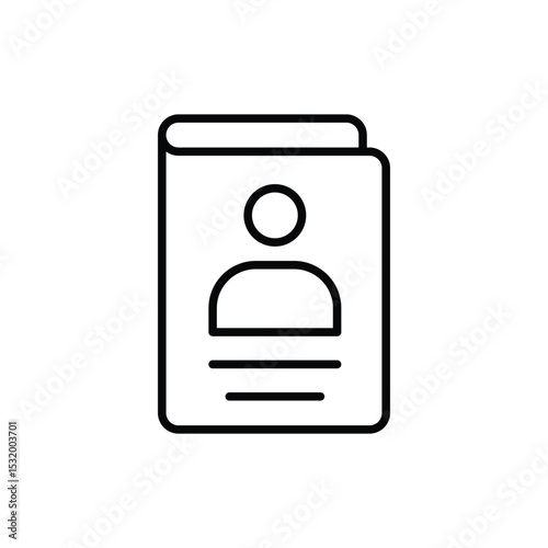 Thin Line Outline Icon of Passport Identification Document Style Symbol