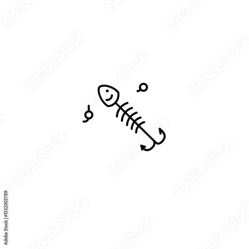 Black Lined Fishbone Harpoon Icon