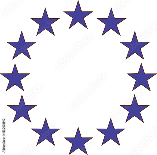 European Union Flag Icon Nil Stars Circle Minimal Clean Flat Vector Illustration