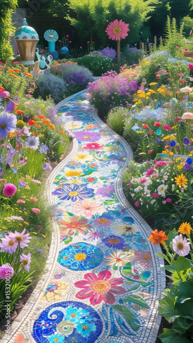  Floral Mosaic Path Garden Landscape